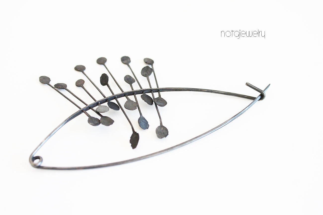 Big Bold Silver Pin / Black or Plain Silver