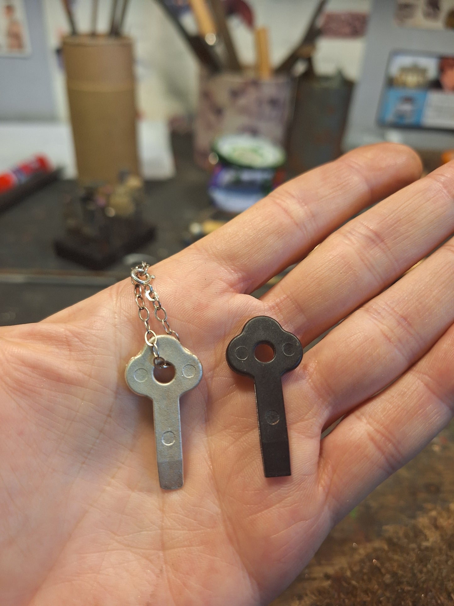 Silver Key Pendant Chain