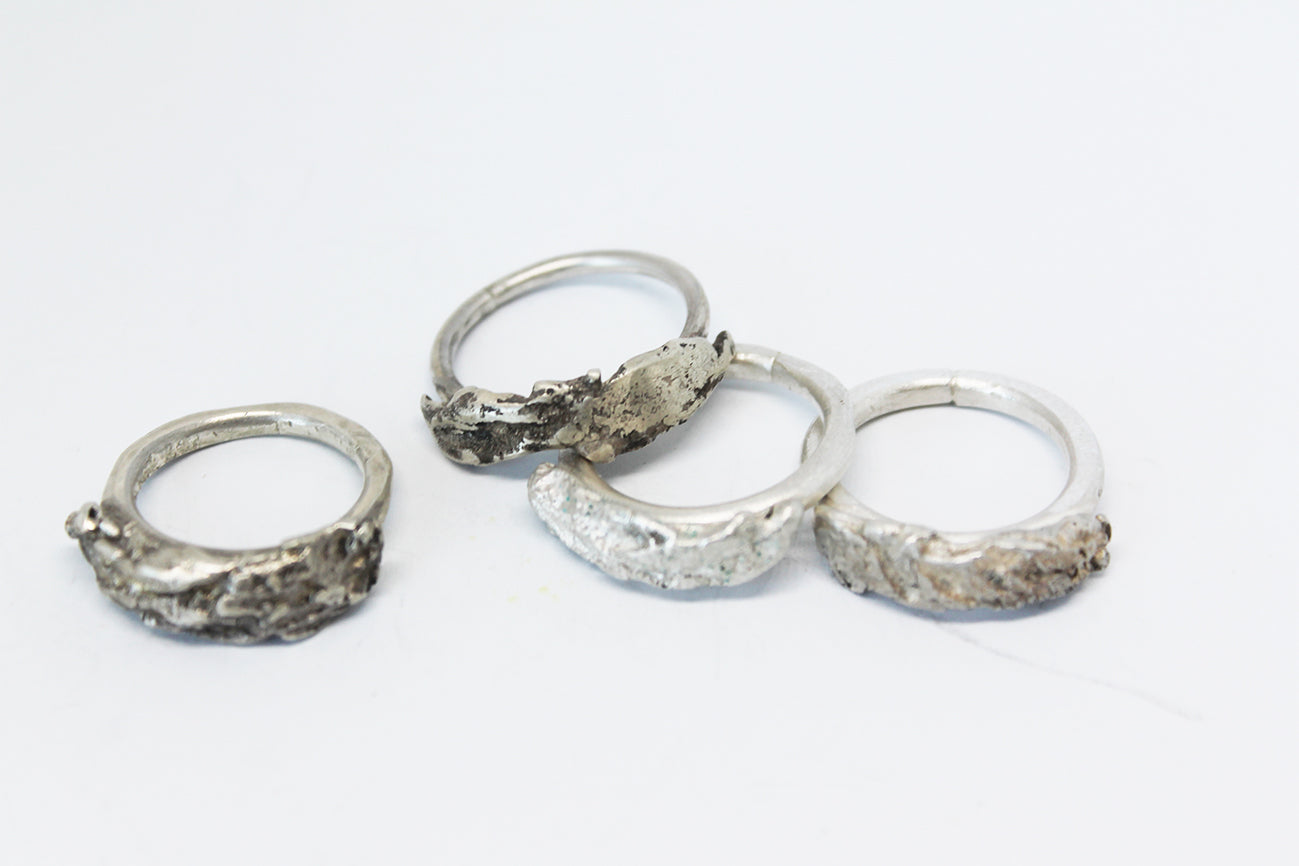 Big bold silver unique ring