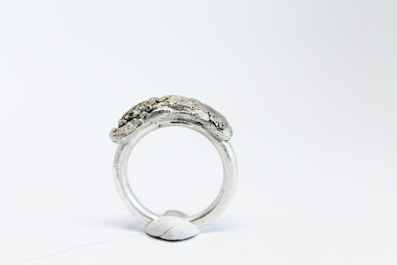 Big bold silver unique ring