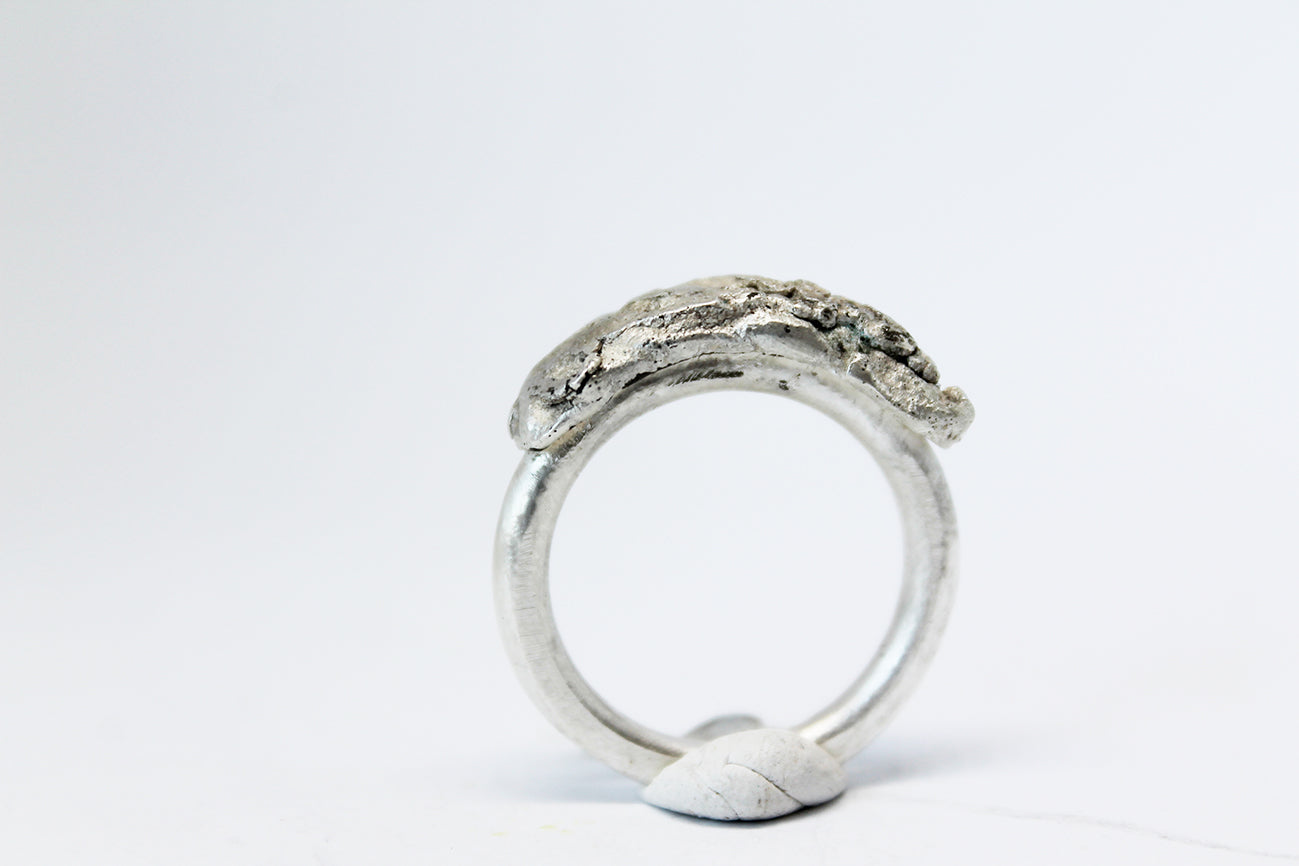 Big bold silver unique ring