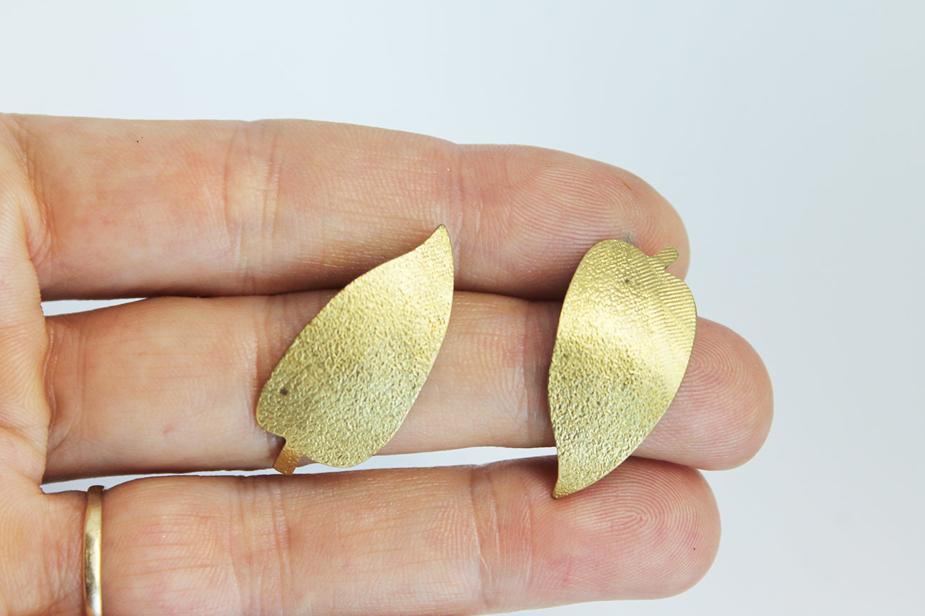 Unique mixed metal leafs earrings / different shapes