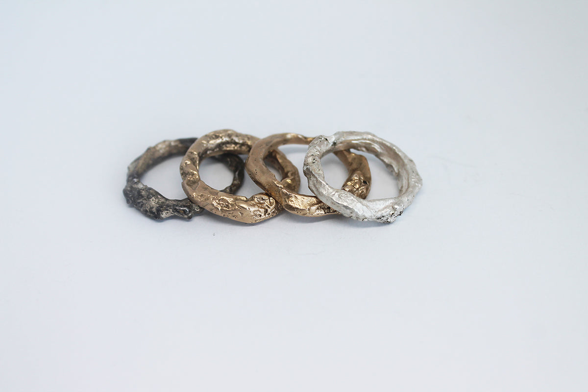 Unique artsy ring sand cast in bronze