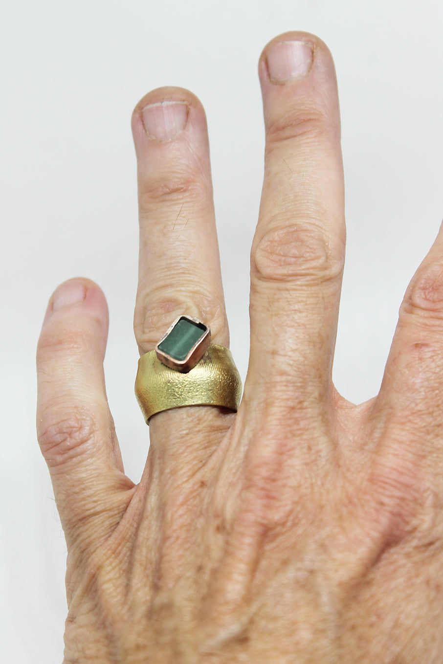 Big statement brass shaped ring