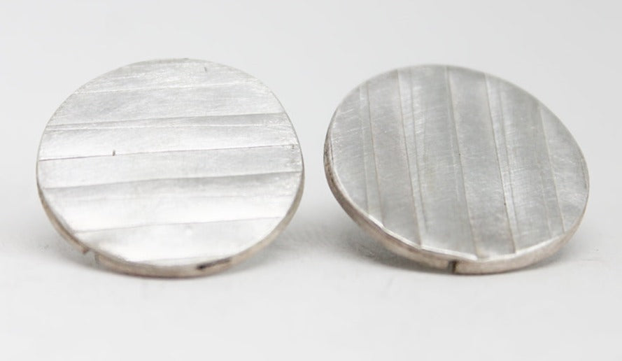 Round Silver Textured earrings