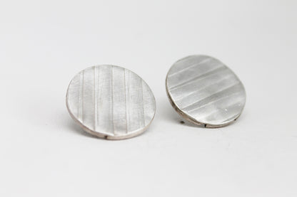 Round Silver Textured earrings