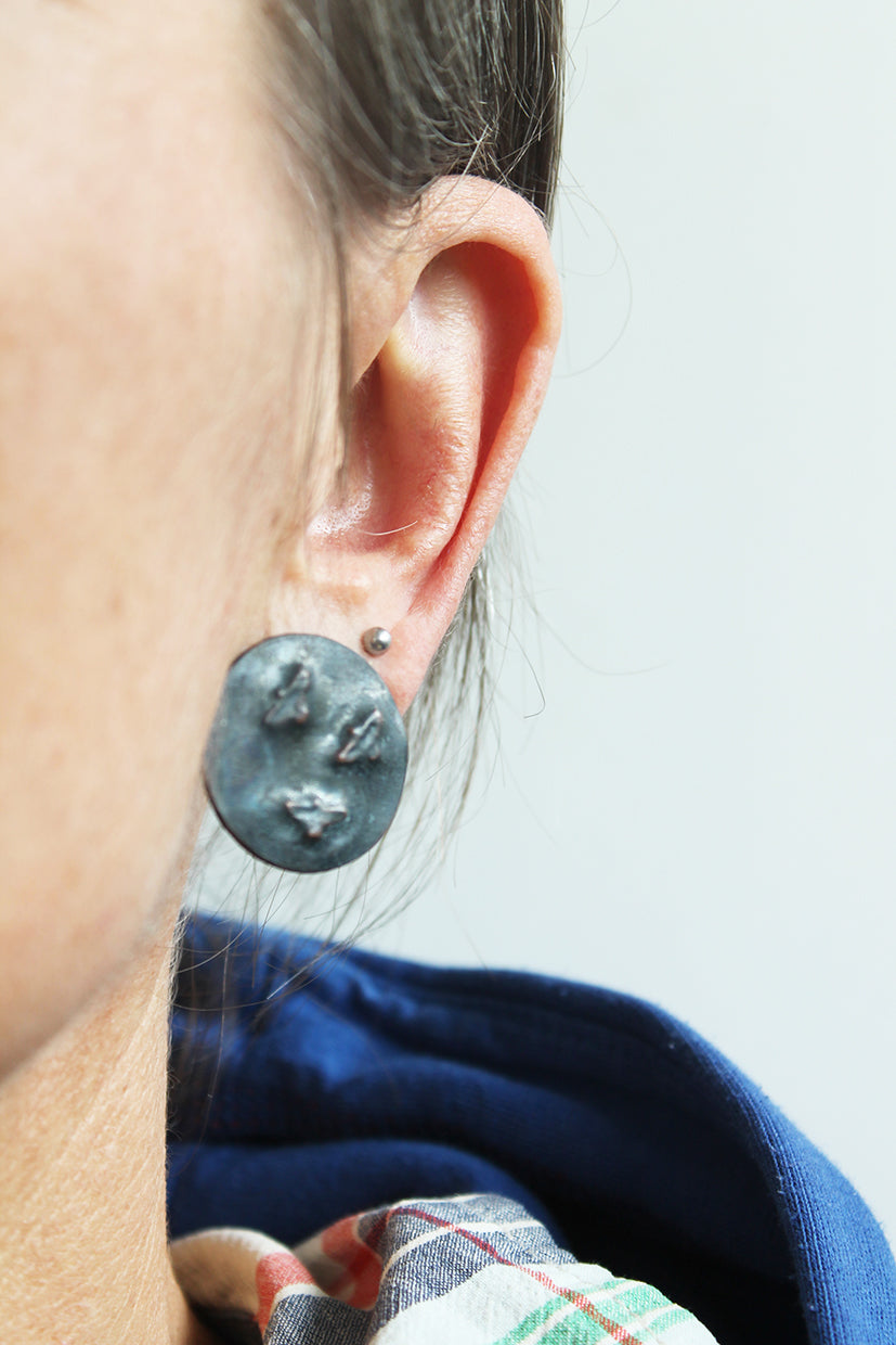 Copper Stud Earrings / Birds