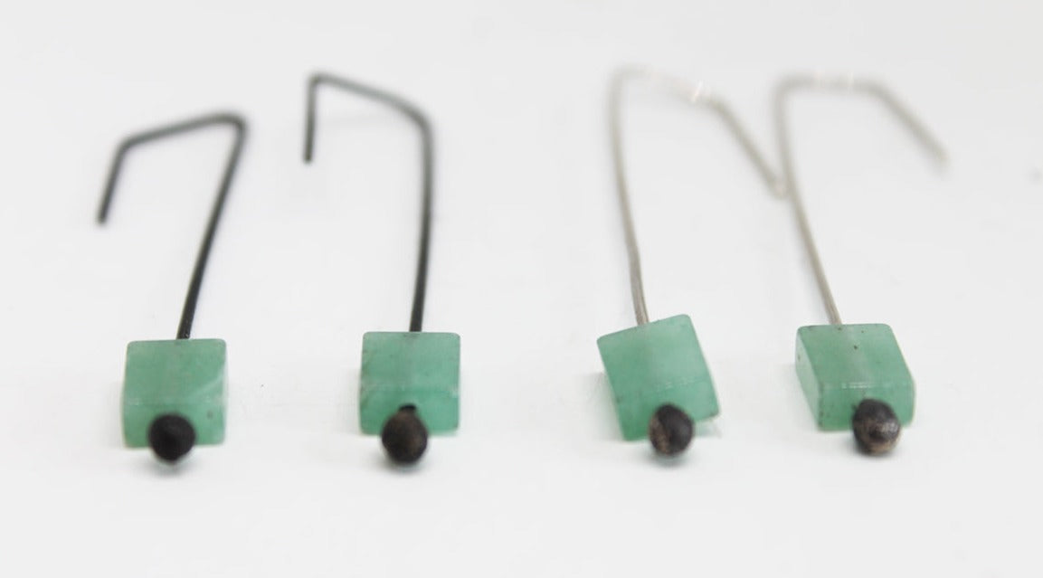 Green Stone Silver Earrings