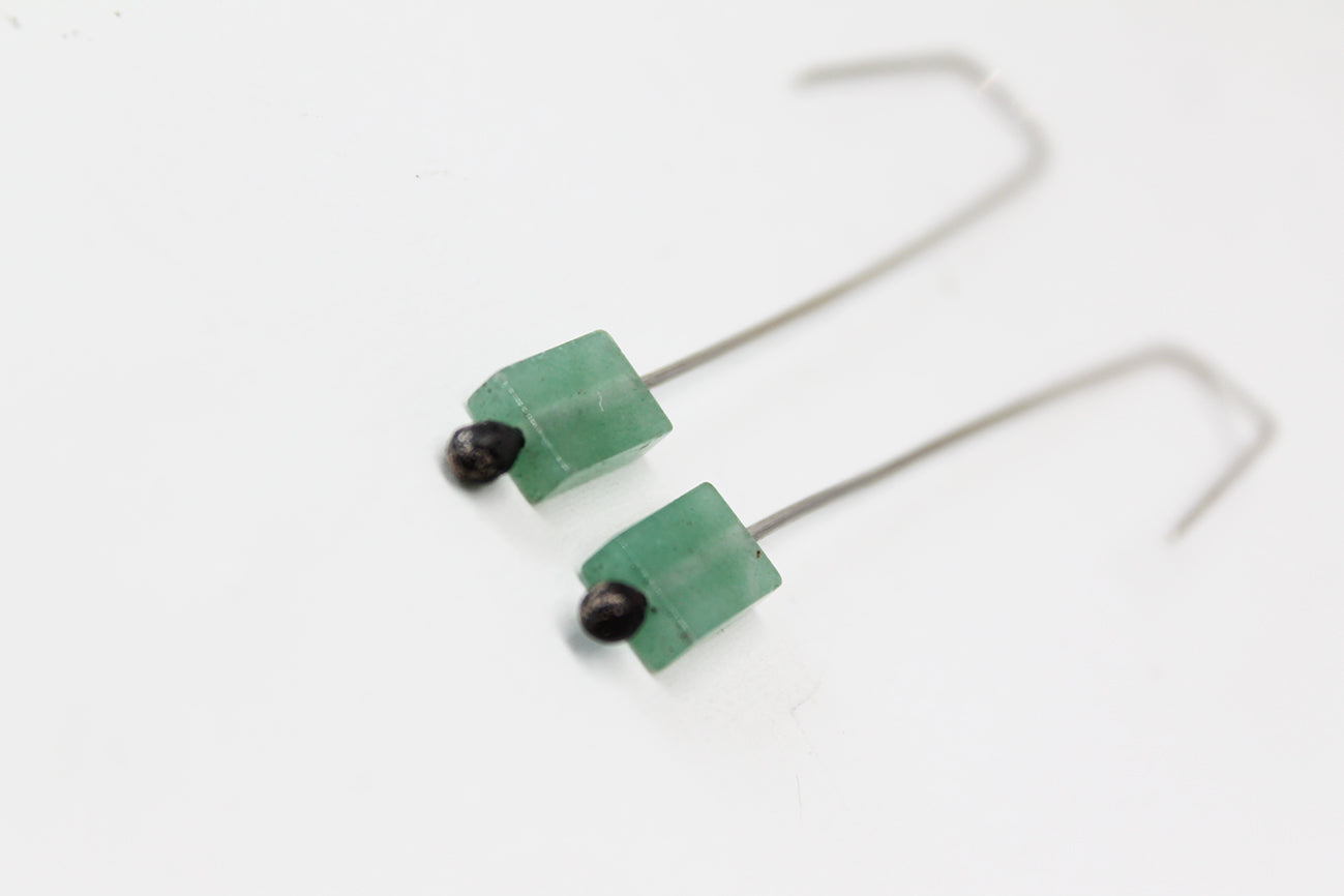 Green Stone Silver Earrings