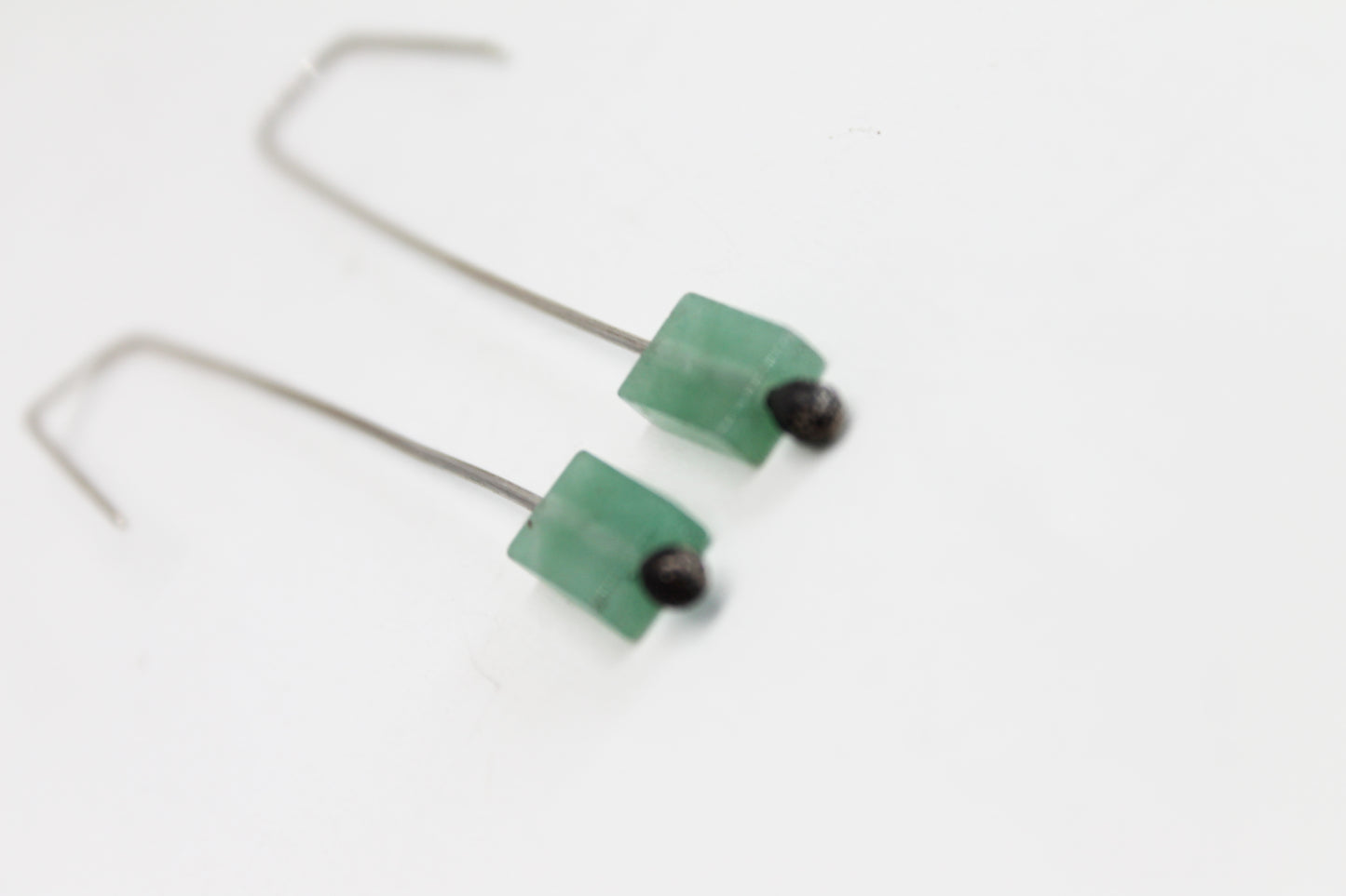 Green Stone Silver Earrings