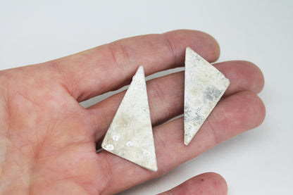Unique Silver Triangle Earrings
