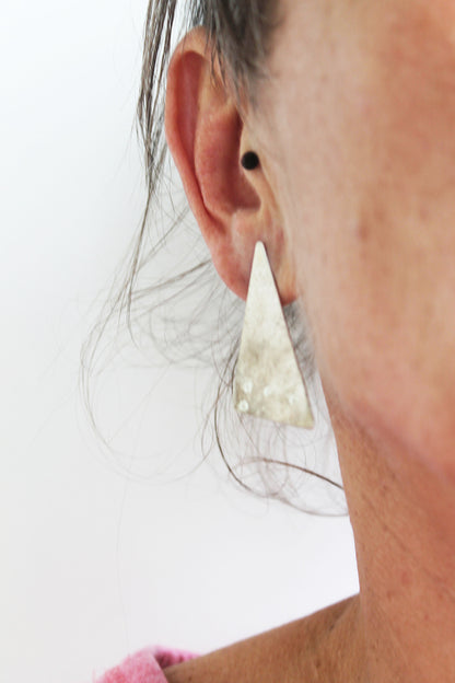 Unique Silver Triangle Earrings