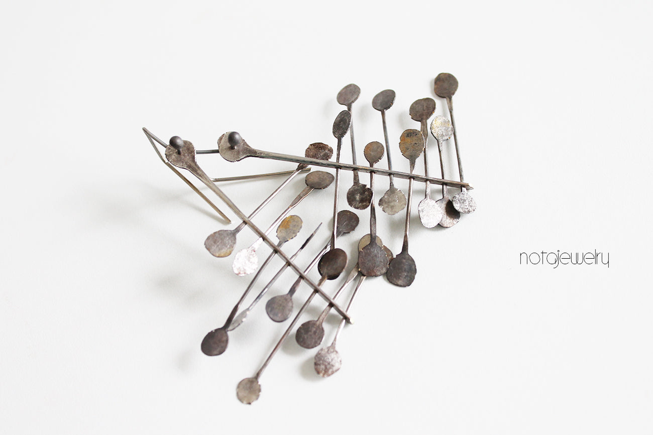 Big Bold Silver dangle earrings / Black or raw Silver