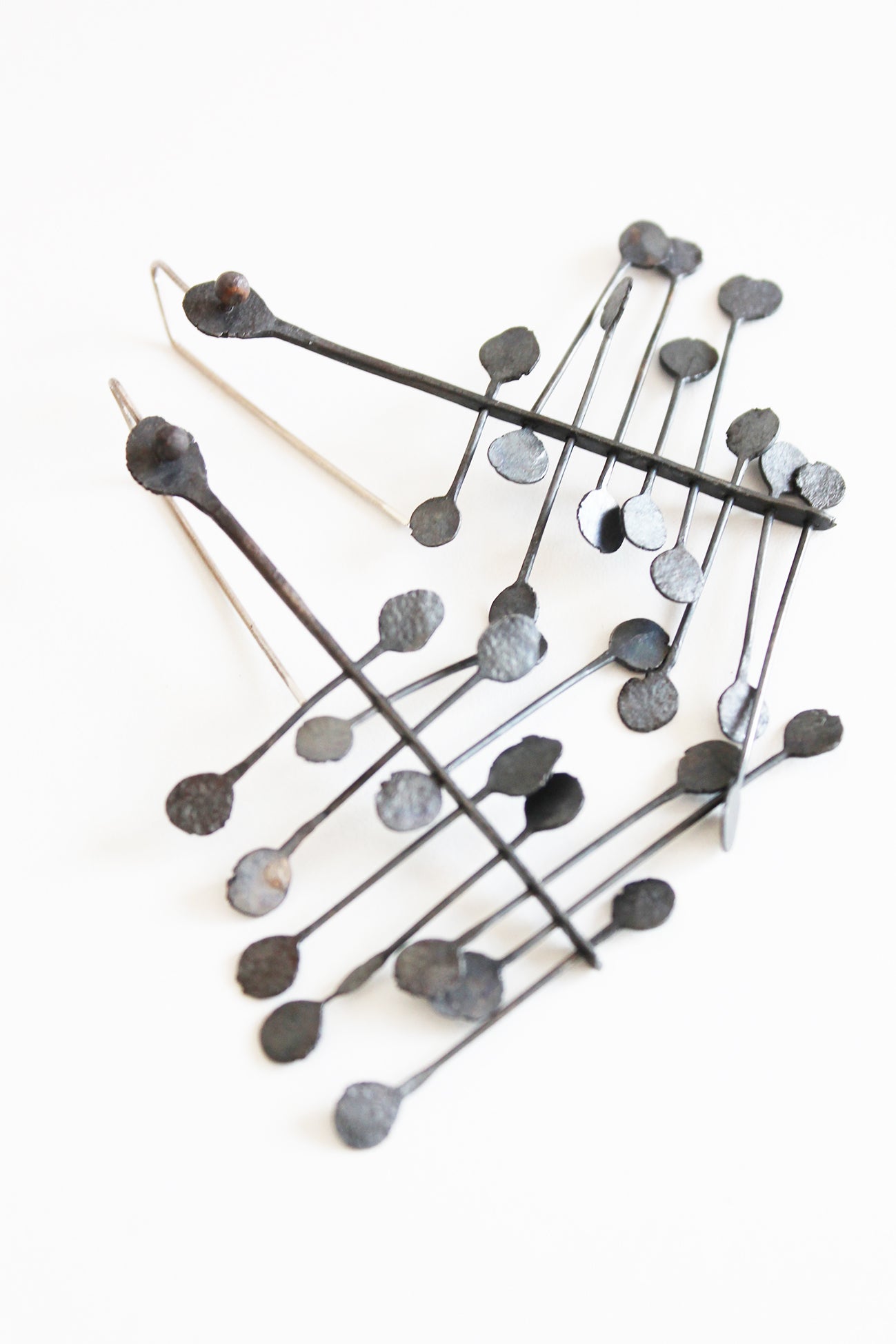 Big Bold Silver dangle earrings / Black or raw Silver