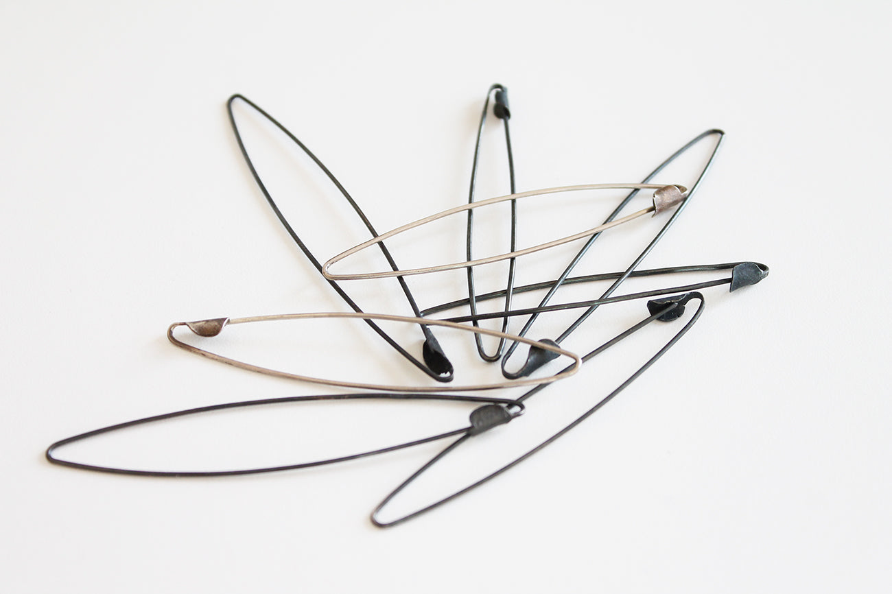 Silver Pins Earrings // raw silver or black silver