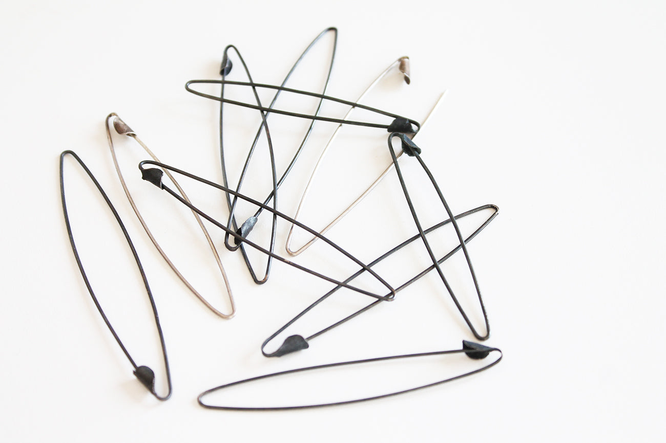 Silver Pins Earrings // raw silver or black silver