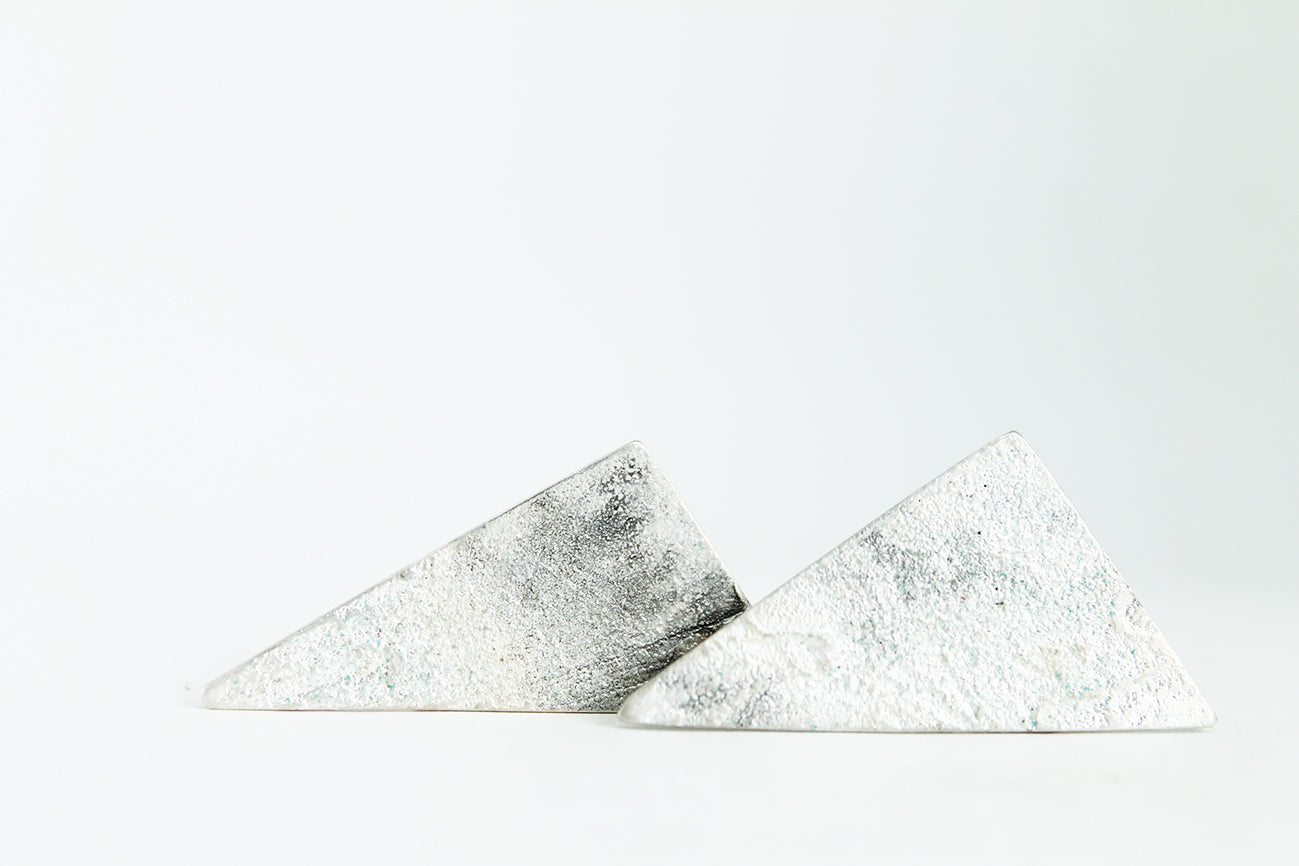 White silver triangle earrings