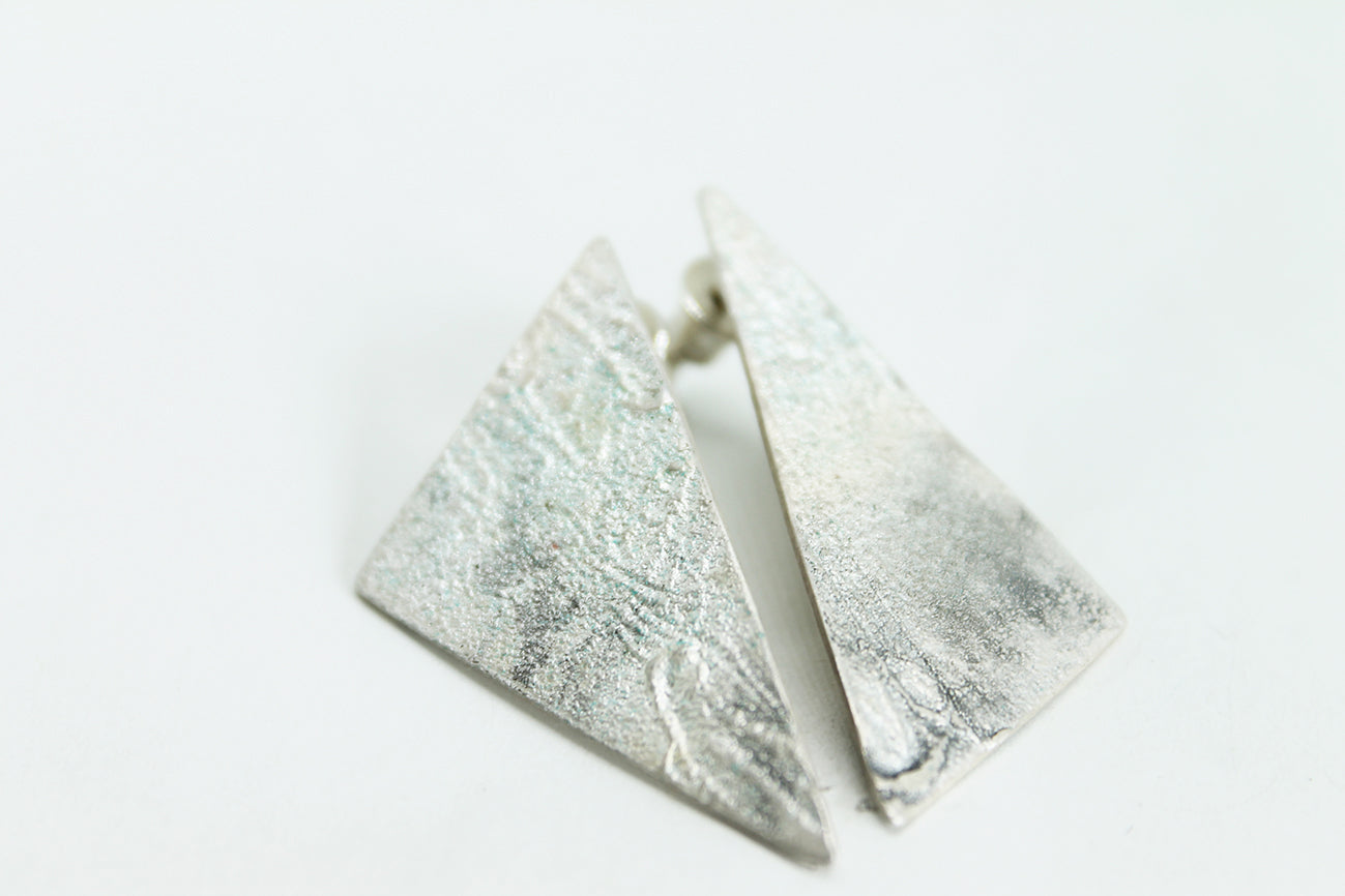White silver triangle earrings
