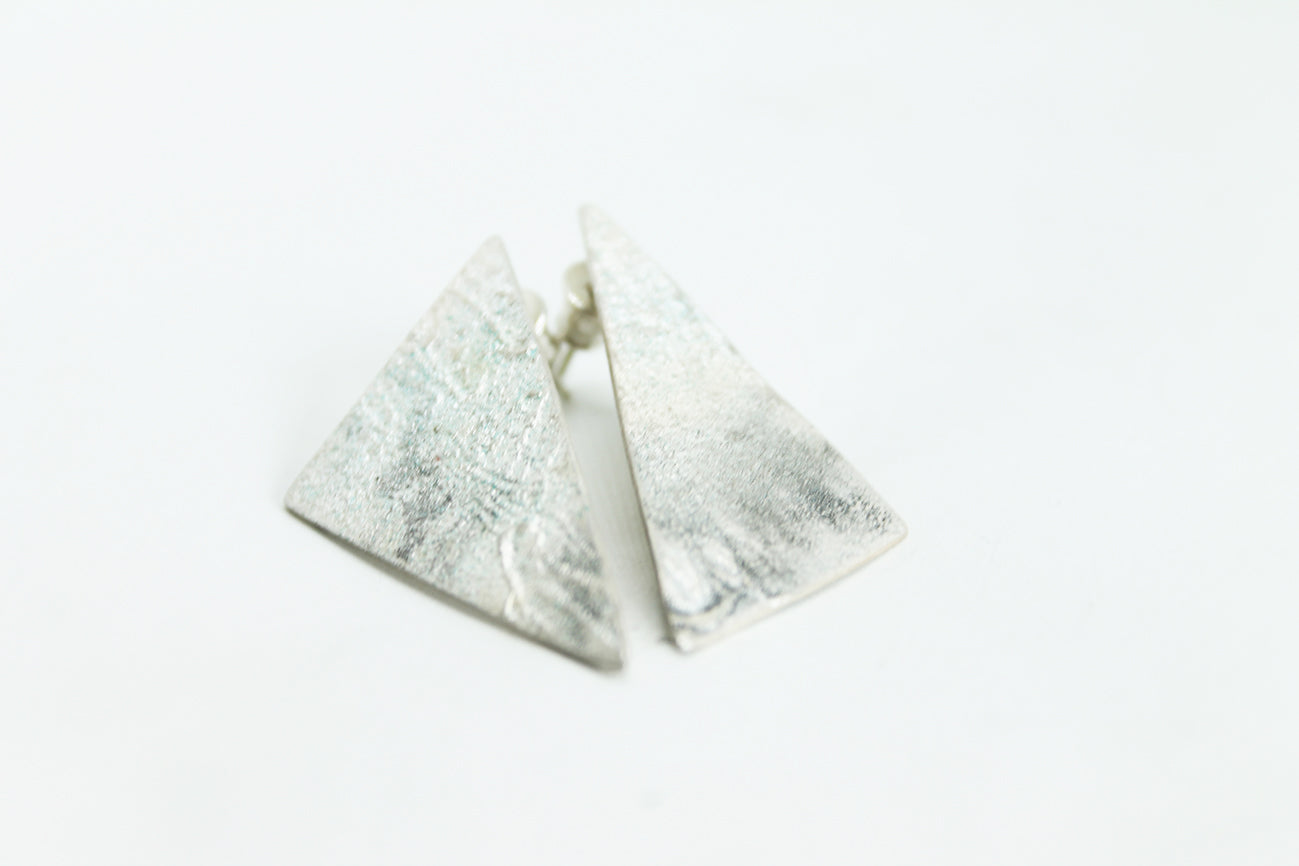 White silver triangle earrings