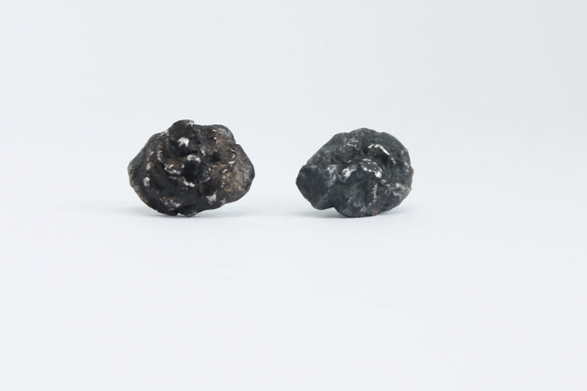 Black silver mismatched earrings