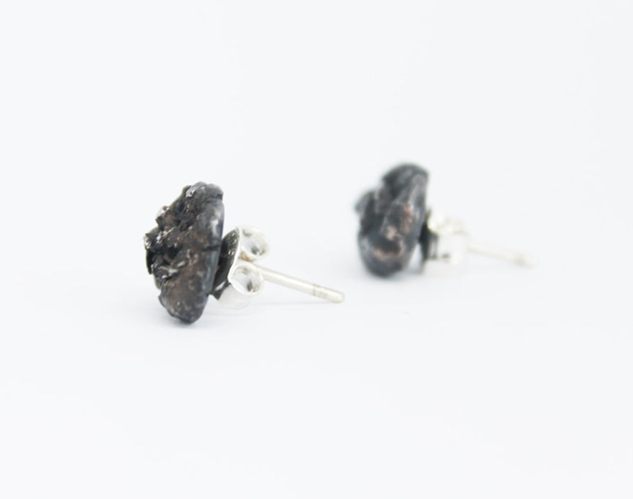 Black silver mismatched earrings