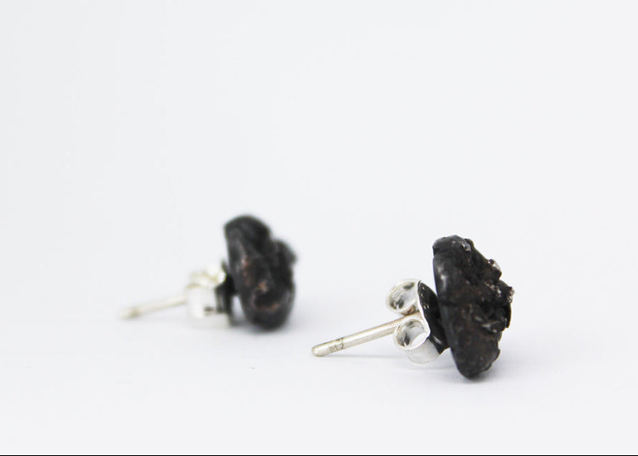 Black silver mismatched earrings