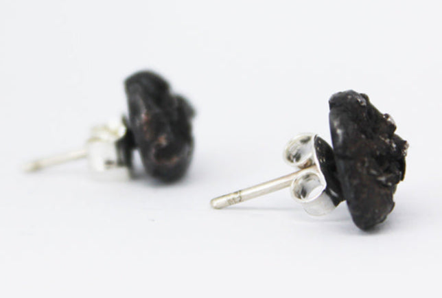 Black silver mismatched earrings