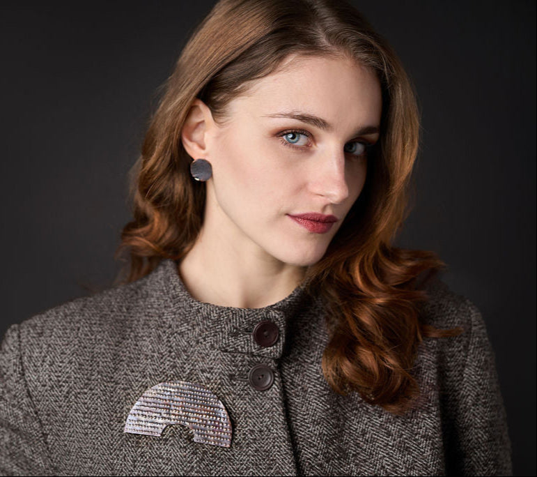 Bold Black rainbow brooch