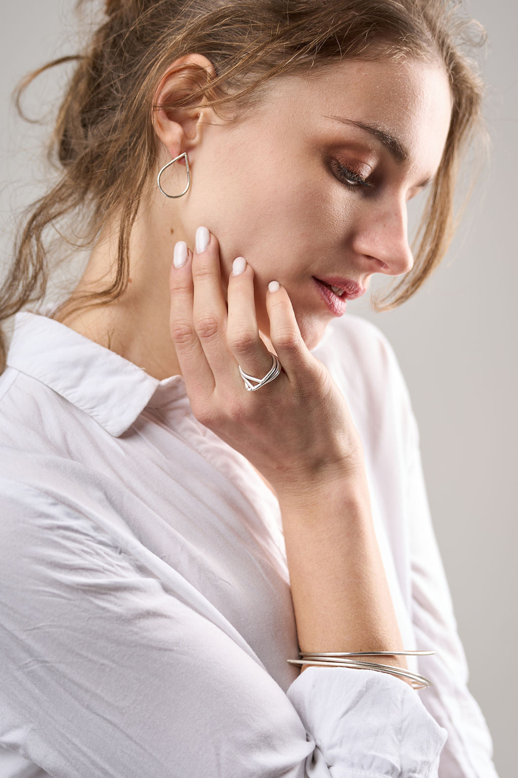 Teardrop raw Silver studs