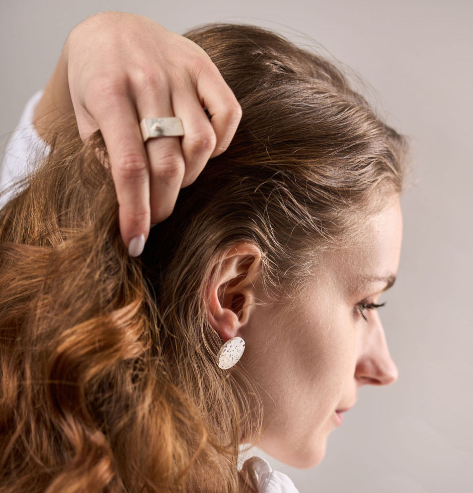 Bold Silver Statement studs / black, white or sprayed variation