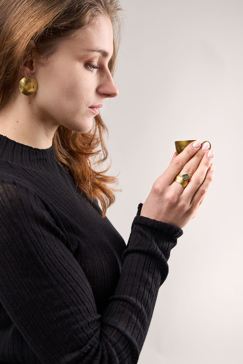 Big statement brass shaped ring