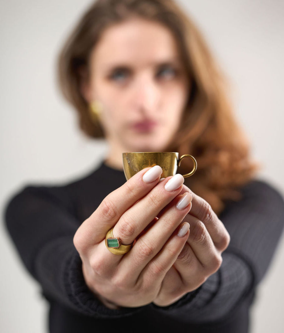 Big statement brass shaped ring