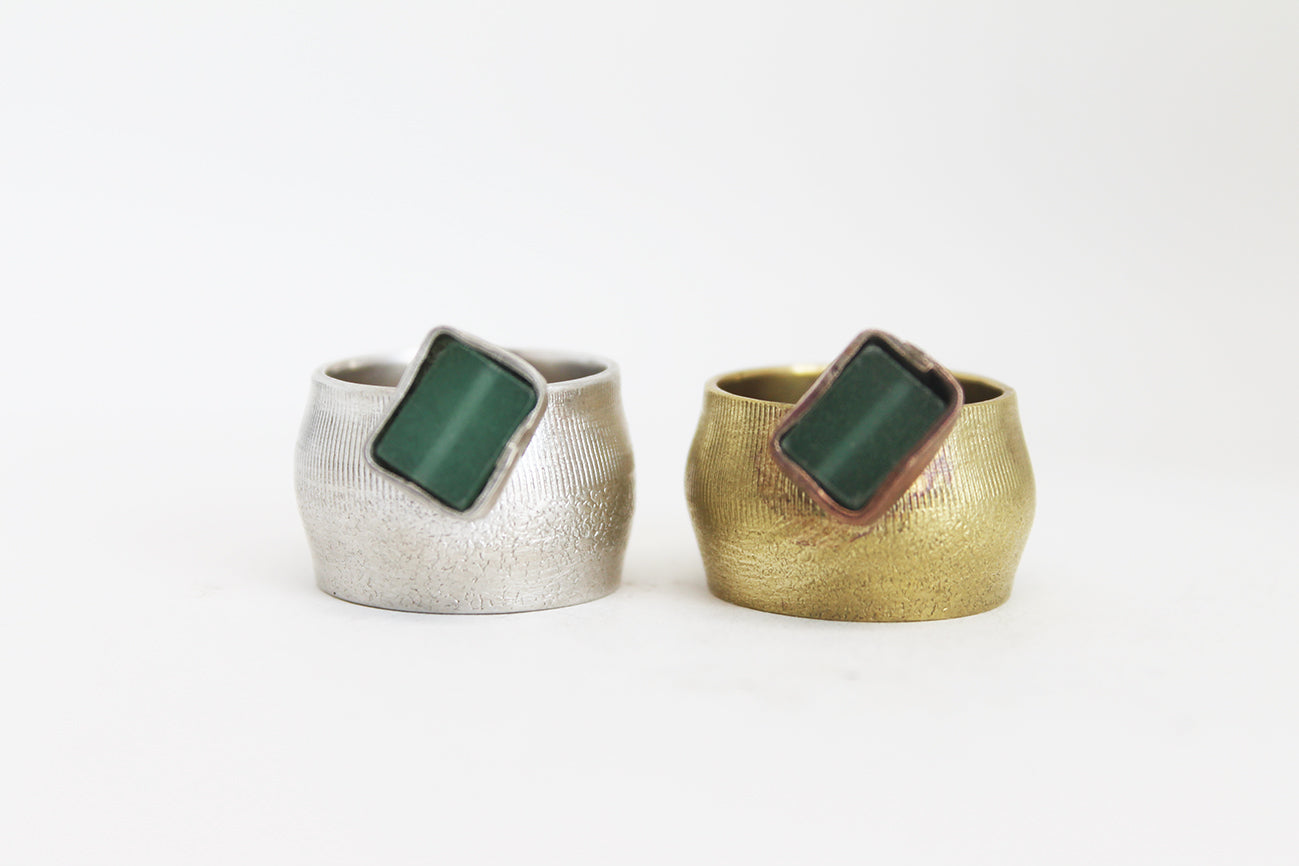 Big statement brass shaped ring