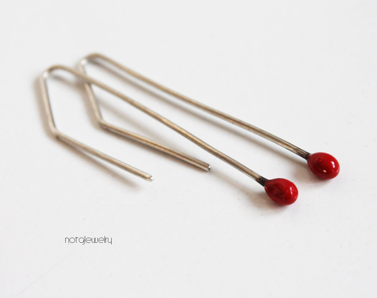 Sweet Small Red Silver Everyday earrings