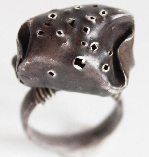 Black Silver Sculptural Unique Ring