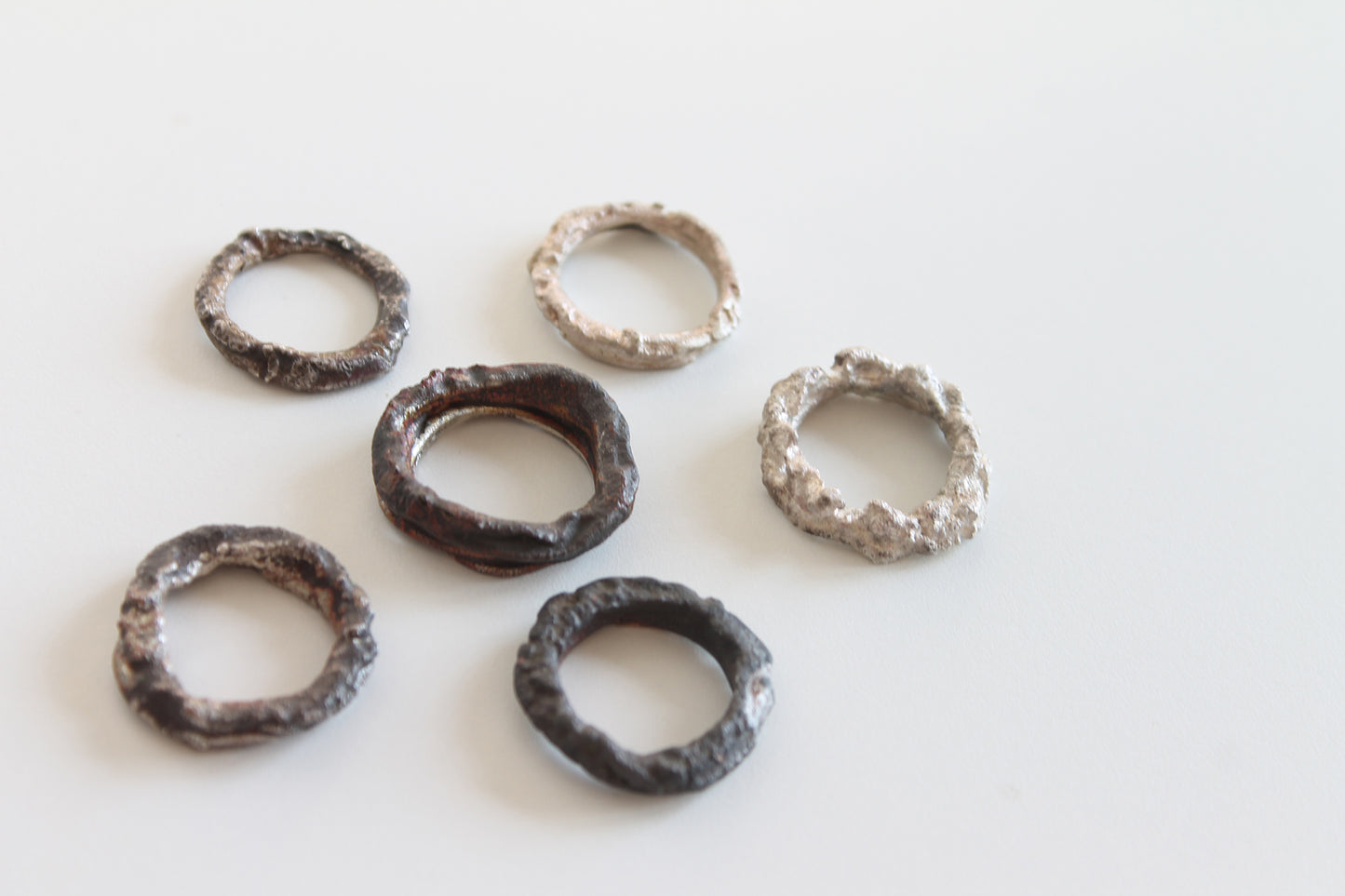 Unique Textured Raw White Silver Ring