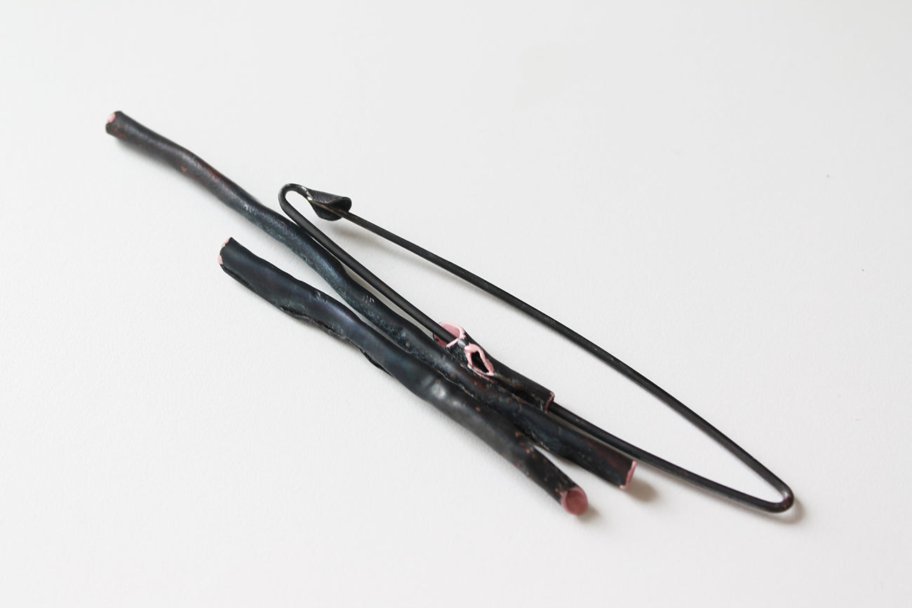 Unique Bold Contemporary Mixed Metal Pink Brooch