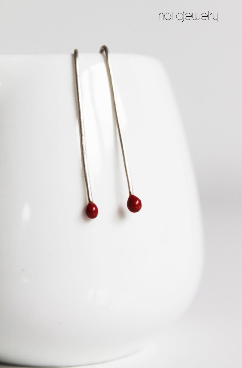 Sweet Small Red Silver Everyday earrings