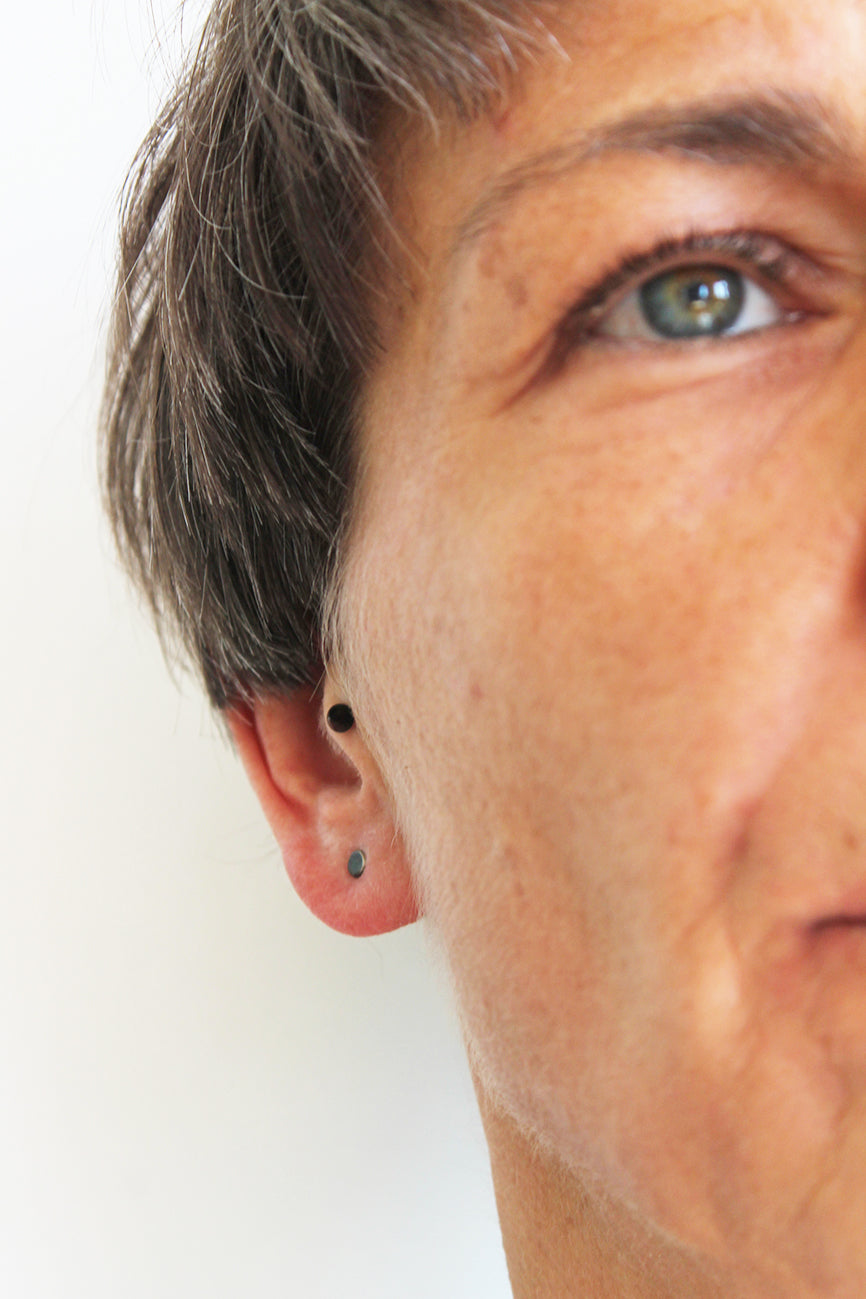 Tiny Unisex Earrings / Black or Silver