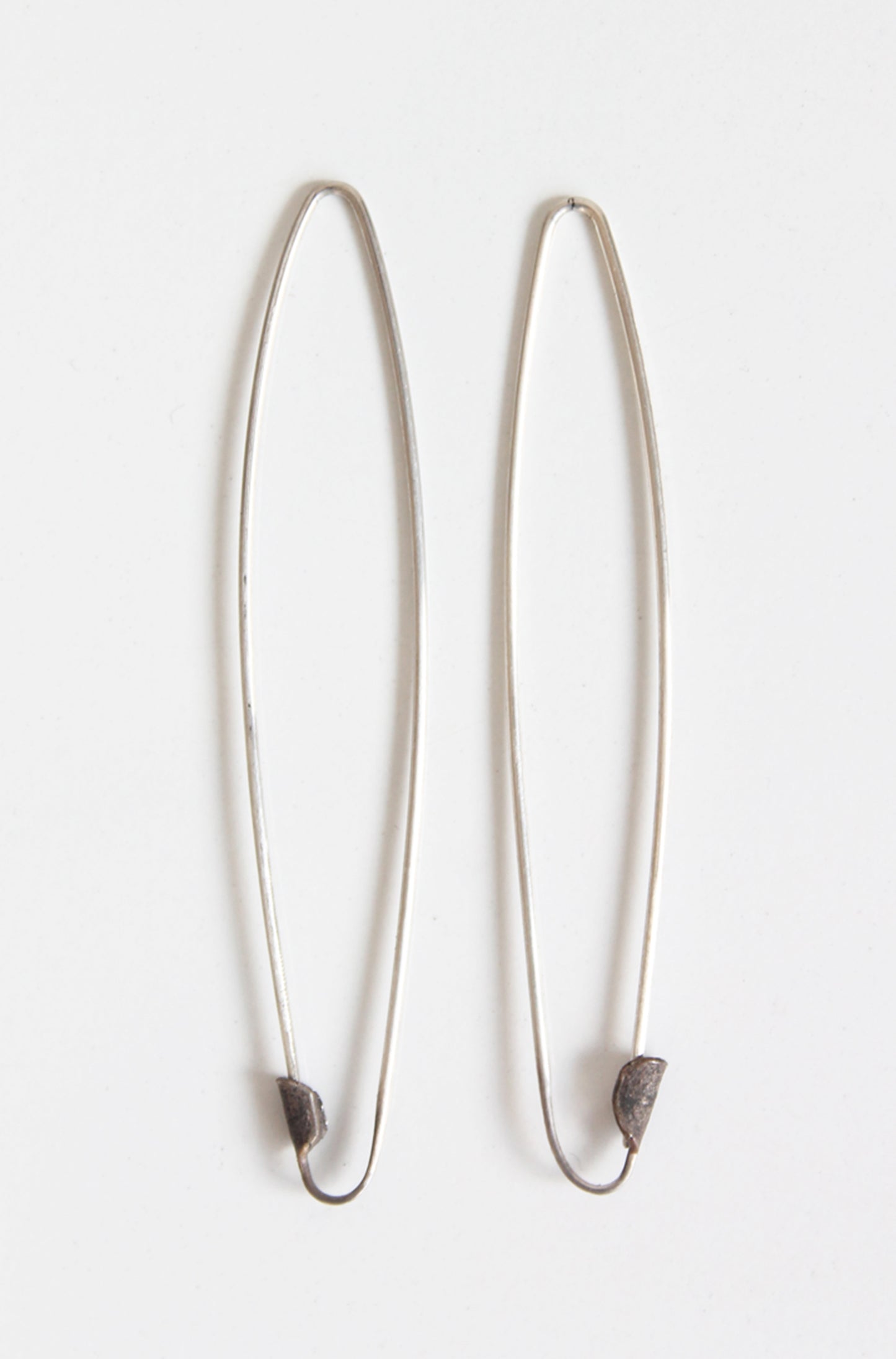 Silver Pins Earrings // raw silver or black silver