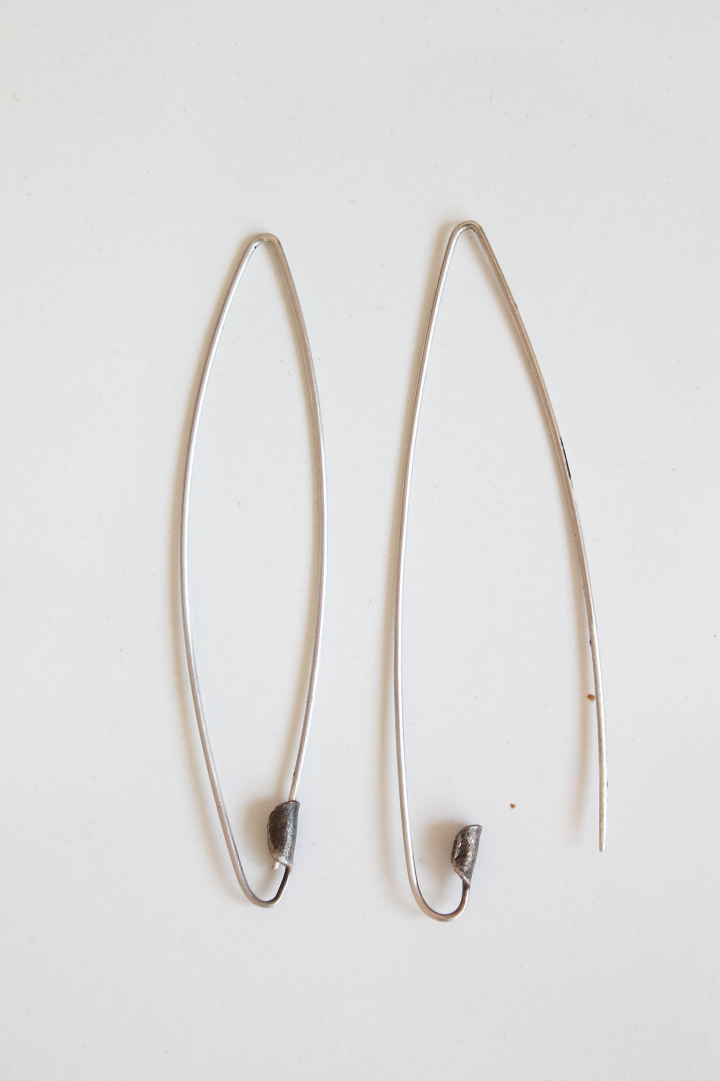 Silver Pins Earrings // raw silver or black silver
