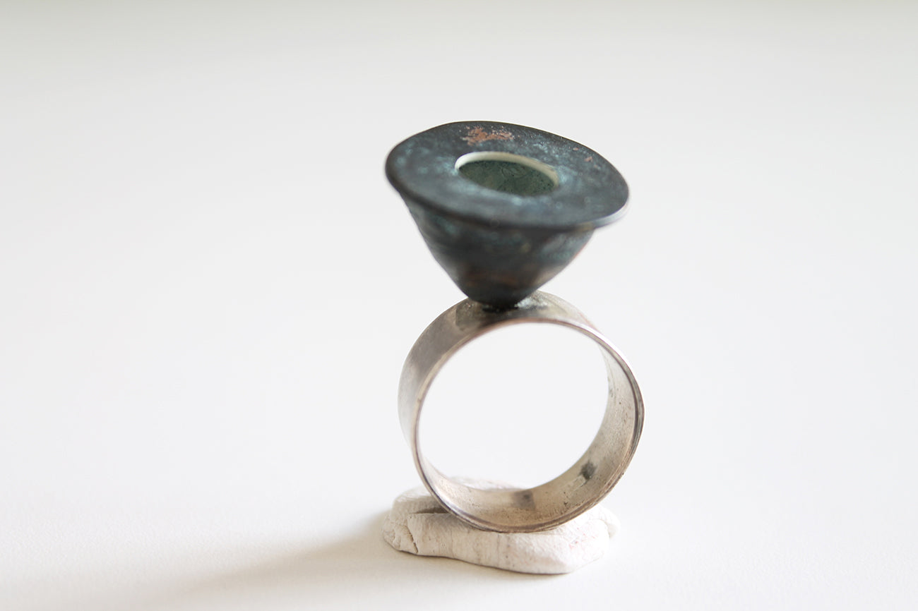 Bold Statement Contemporary Green Copper ring