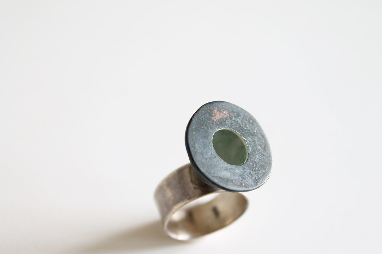 Bold Statement Contemporary Green Copper ring