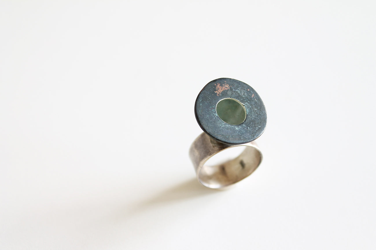 Bold Statement Contemporary Green Copper ring
