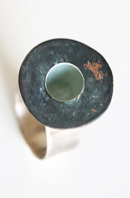 Bold Statement Contemporary Green Copper ring