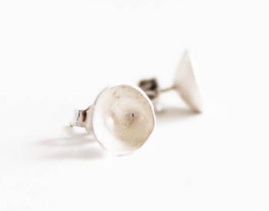 Oval White Silver Earrings