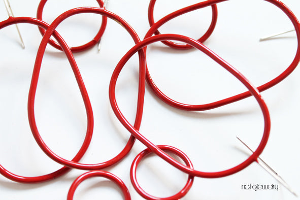 Big Minimal Red Earrings for Women