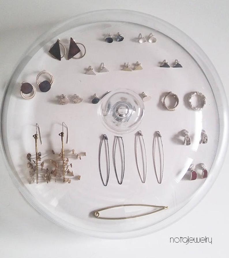 Silver Pins Earrings // raw silver or black silver