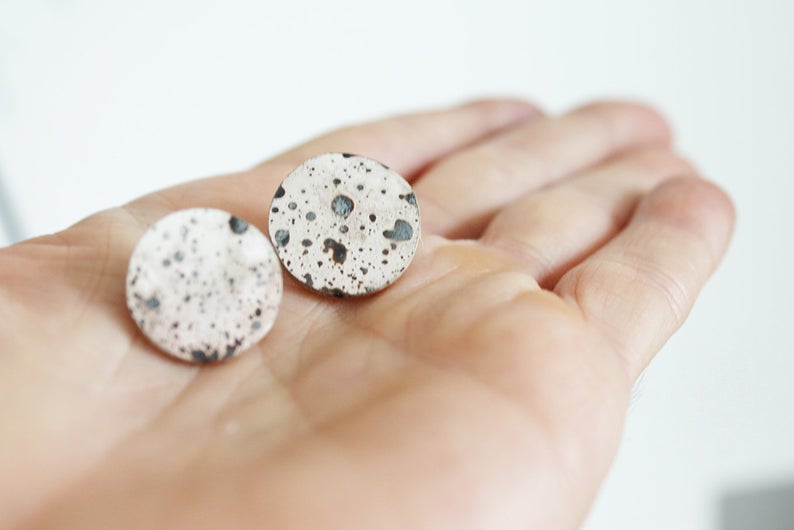 Bold Silver Statement studs / black, white or sprayed variation