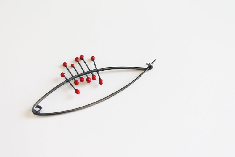 Black Silver Red Pin